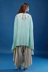 Shop_Prisho_Blue Embroidery V-neck Thread Work Kaftan And Pant Set _at_Aza_Fashions