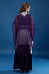 Shop_Prisho_Purple Embroidery V-neck Cape Skirt Set _at_Aza_Fashions