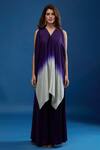Buy_Prisho_Purple Embroidery V-neck Cape Skirt Set 