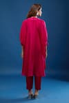 Shop_Prisho_Fuchsia Sequins, Embroidery V-neck Applique Work Kaftan With Pant _at_Aza_Fashions