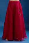 Prisho_Red Embroidery, Tassels V-neck Peplum Top And Sharara Set _Online_at_Aza_Fashions