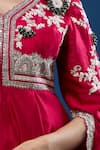 Shop_Prisho_Red Embroidery, Tassels V-neck Peplum Top And Sharara Set _Online_at_Aza_Fashions