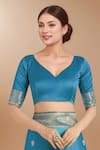 Samyukta Singhania Blue Satin, Silk Zari, Embroidery, Tassels Banarasi Woven Saree With Blouse Online at Aza Fashions Samyukta Singhania_Blue Satin, Silk Zari, Embroidery, Tassels Banarasi Woven Saree With Blouse _Online_at_Aza_Fashions