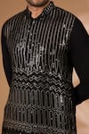 Rabani & Rakha_Black Georgette Sequins Straight Embroidered Kurta With Pant _Online_at_Aza_Fashions