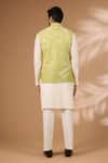 Shop_Rabani & Rakha_Yellow Georgette, Cotton, Silk Sequins, Beads Embroidered Bundi Kurta Set _at_Aza_Fashions