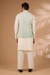 Shop_Rabani & Rakha_Green Georgette, Cotton, Silk Sequins, Beads Embroidered Bundi Kurta Set _at_Aza_Fashions