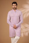 Buy_Rabani & Rakha_Purple Georgette, Cotton, Silk Sequins, Beads Embroidered Kurta With Pant _Online_at_Aza_Fashions
