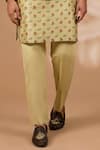 Rabani & Rakha_Olive Green Silk, Cotton Sequins Printed Bundi Kurta Set _Online_at_Aza_Fashions