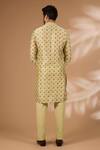 Buy_Rabani & Rakha_Olive Green Silk, Cotton Sequins Printed Bundi Kurta Set _Online_at_Aza_Fashions