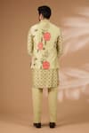 Shop_Rabani & Rakha_Olive Green Silk, Cotton Sequins Printed Bundi Kurta Set _at_Aza_Fashions