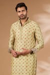 Buy_Rabani & Rakha_Olive Green Silk, Cotton Sequins Printed Kurta With Pant _Online_at_Aza_Fashions