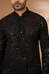 Rabani & Rakha_Black Georgette, Cotton, Silk Sequins, Beads Embroidered Kurta With Pant _Online_at_Aza_Fashions