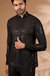 Rabani & Rakha_Black Georgette Sequins, Embroidery Embellished Kurta With Pant _Online_at_Aza_Fashions