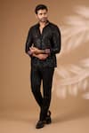Buy_Rabani & Rakha_Black Georgette Sequins, Embroidery Embellished Kurta With Pant _at_Aza_Fashions