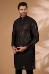 Buy_Rabani & Rakha_Black Georgette, Cotton, Silk Sequins, Embroidery Embellished Kurta With Pant _Online_at_Aza_Fashions