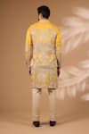 Shop_Rabani & Rakha_Yellow Silk Zari, Sequins Architecture Print Bundi _at_Aza_Fashions