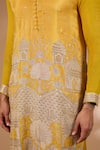 Shop_Rabani & Rakha_Yellow Silk, Cotton Zari, Sequins Architecture Print Kurta With Pant _Online_at_Aza_Fashions