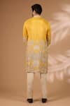 Shop_Rabani & Rakha_Yellow Silk, Cotton Satin Zari, Sequins Architecture Embroidered Kurta With Pant _at_Aza_Fashions