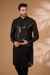 Buy_Rabani & Rakha_Black Georgette, Cotton, Silk Sequins, Embroidery Kurta With Pant _Online_at_Aza_Fashions