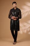 Buy_Rabani & Rakha_Black Georgette, Cotton, Silk Sequins, Embroidery Kurta With Pant _at_Aza_Fashions