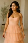 Ozel_Peach Tulle, Satin Sweetheart Neck Blush Tiered Gown _Online_at_Aza_Fashions