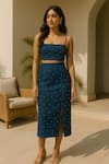 Buy_Ozel_Blue Denim Square Neck Dark Skirt And Top Set _at_Aza_Fashions