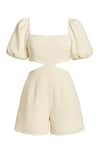 Ozel_Ivory Cotton, Linen Square Neck Designer Jumpsuit _Online_at_Aza_Fashions