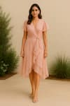Shop_Ozel_Pink Organza V-neck Pastel Dress _at_Aza_Fashions
