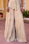 Shop_Osaa By Adarsh_Beige Silk, Tissue Zari, Embroidery V-neck Peplum Jacket And Gharara Set _Online_at_Aza_Fashions