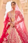 Shop_Osaa By Adarsh_Red Silk Zari, Embroidery, Sequins V-neck Bridal Lehenga Set _Online_at_Aza_Fashions