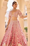 Osaa By Adarsh_Red Silk Zari, Embroidery, Sequins V-neck Bridal Lehenga Set _at_Aza_Fashions