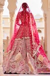 Osaa By Adarsh_Red Silk Zari, Embroidery, Sequins V-neck Bridal Lehenga Set _Online_at_Aza_Fashions