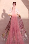 Osaa By Adarsh_Pink Silk Zari, Embroidery Sweetheart Neck Scarlet Bridal Lehenga Set _Online_at_Aza_Fashions