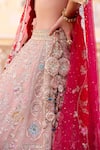 Shop_Osaa By Adarsh_Peach Silk Zari, Embroidery, Sequins Bandeau Neck Zardozi Bridal Lehenga Set 