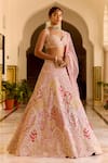 Shop_Osaa By Adarsh_Pink Silk Zari, Applique, Embroidery Sweetheart Rosaline Bridal Lehenga Set _at_Aza_Fashions