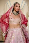 Shop_Osaa By Adarsh_Pink Silk Zari, Embroidery, Sequins Rosaline Mulberry Bridal Lehenga Set _Online_at_Aza_Fashions