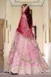 Shop_Osaa By Adarsh_Pink Silk Zari, Embroidery, Sequins Rosaline Mulberry Bridal Lehenga Set _at_Aza_Fashions