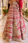 Osaa By Adarsh_Red Organza Embroidery, Zari, Applique, Sequins Round Neck Cut Ruby Lehenga Set _at_Aza_Fashions