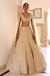 Buy_Osaa By Adarsh_Beige Silk, Tissue Embroidery, Zari, Sequins, Frost Champagne Jaal Lehenga Set _at_Aza_Fashions