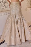 Osaa By Adarsh_Beige Tissue, Silk Zari, Embroidery Frost Champagne Fishcut Lehenga With Blouse _Online_at_Aza_Fashions