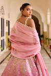 Shop_Osaa By Adarsh_Pink Silk, Tissue Zari, Embroidery V-neck Rosaline Lehenga Set _Online_at_Aza_Fashions