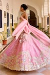 Buy_Osaa By Adarsh_Pink Silk, Tissue Zari, Embroidery V-neck Rosaline Lehenga Set 