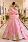 Shop_Osaa By Adarsh_Pink Silk, Tissue Zari, Embroidery V-neck Rosaline Lehenga Set _at_Aza_Fashions