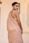 Shop_Osaa By Adarsh_Peach Tissue, Silk Sequins, Zari Embroidered Caramel Taupe Saree With Blouse _at_Aza_Fashions