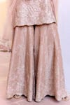 Buy_Osaa By Adarsh_Taupe Tissue, Silk Sequins, Embroidery Round Neck Caramel Kurta Sharara Set _Online_at_Aza_Fashions