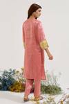 Shop_Nero India_Pink Chanderi Embroidery Round Neck Floral Kurta Set _at_Aza_Fashions