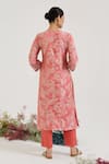 Shop_Nero India_Pink Jacquard Embroidery V-neck Textured Kurta With Pant _at_Aza_Fashions