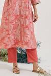 Shop_Nero India_Pink Jacquard, Chanderi Embroidery V-neck Textured Kurta Set _Online_at_Aza_Fashions