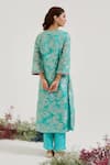 Shop_Nero India_Blue Jacquard Embroidery V-neck Textured Kurta With Pant _at_Aza_Fashions
