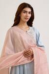 Nero India_Pink Tissue Kota Dupatta _Online_at_Aza_Fashions